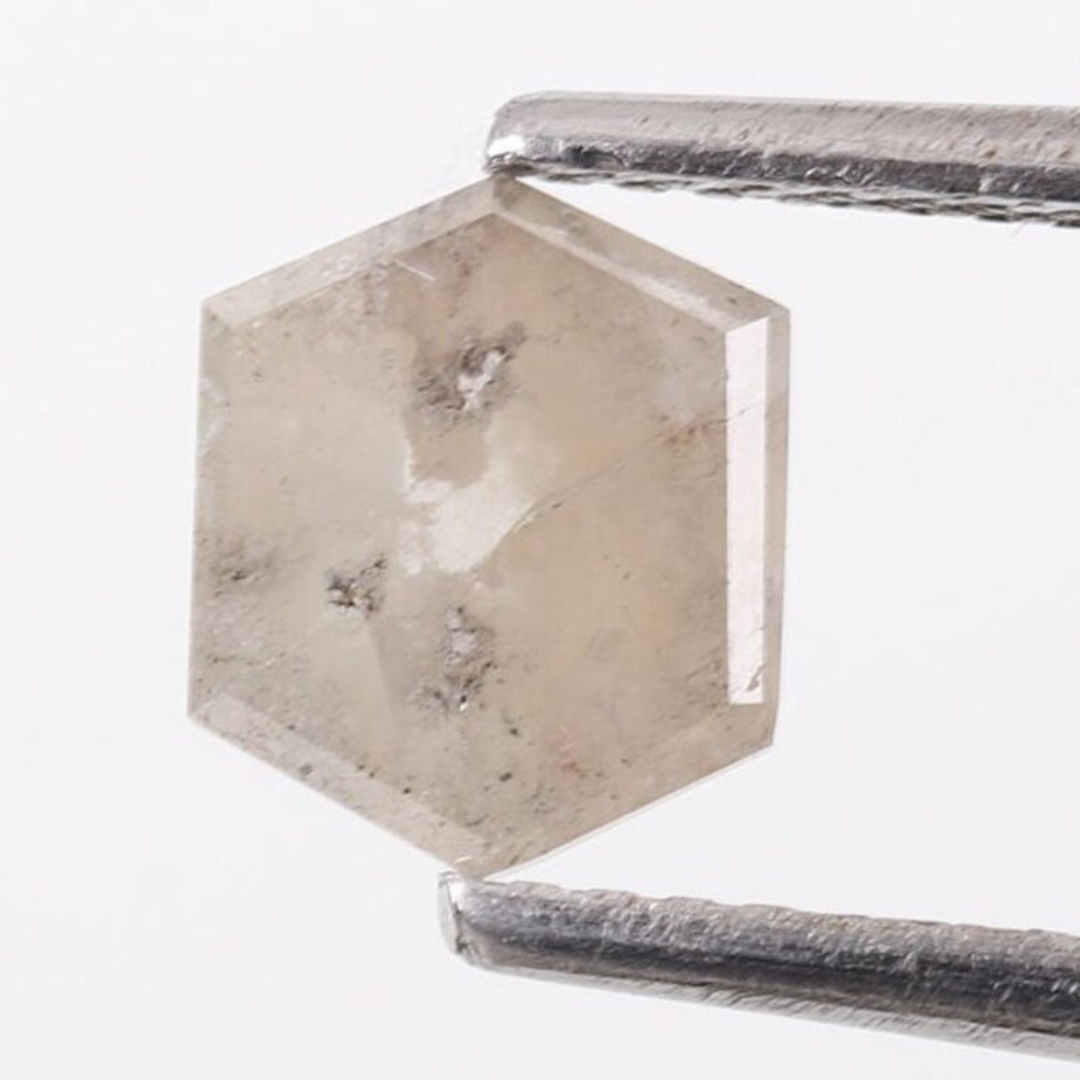 Natural Salt and Pepper 2.70 CT Hexagon Loose Diamond