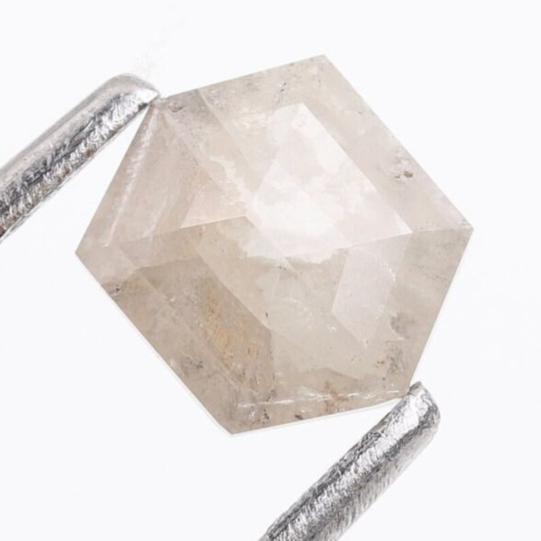 Natural Salt and Pepper 2.70 CT Hexagon Loose Diamond