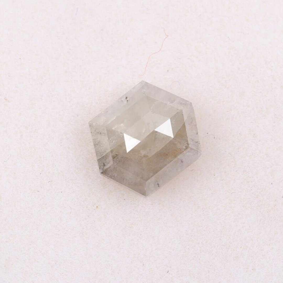 Natural Salt and Pepper 2.70 CT Hexagon Loose Diamond