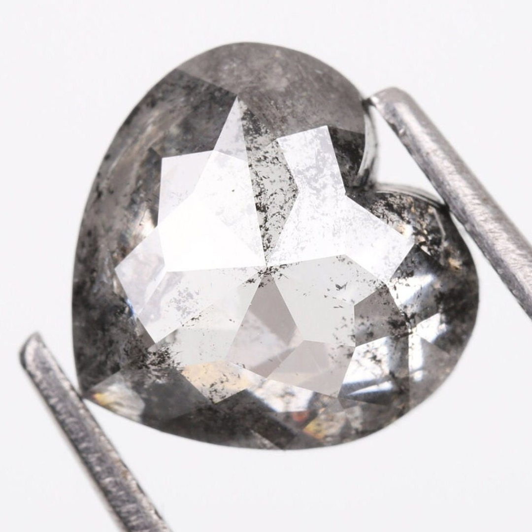 Natural Salt and Pepper 4.80 CT Heart Loose Diamond