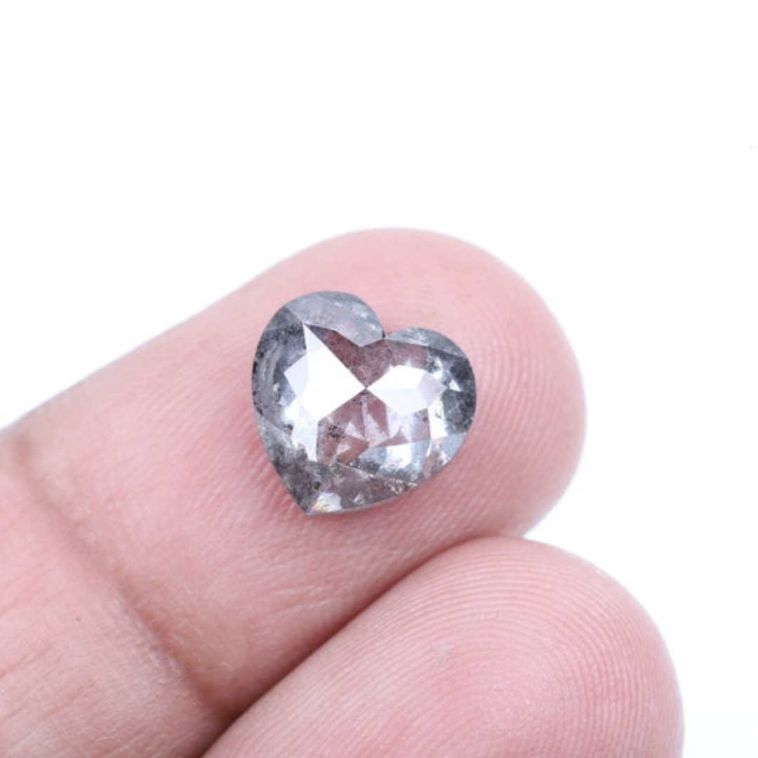 Natural Salt and Pepper 4.80 CT Heart Loose Diamond