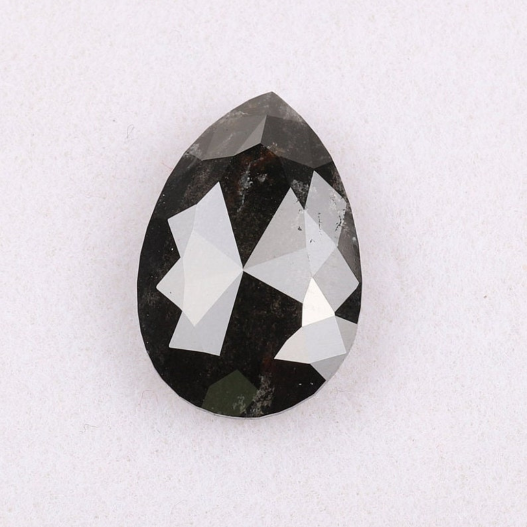 Natural Salt and Pepper 2.90 CT Pear Loose Diamond