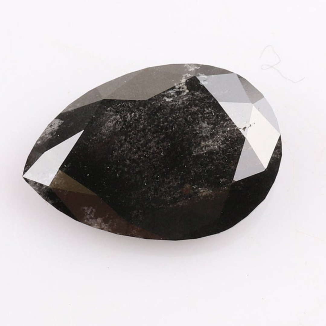 Natural Salt and Pepper 2.90 CT Pear Loose Diamond