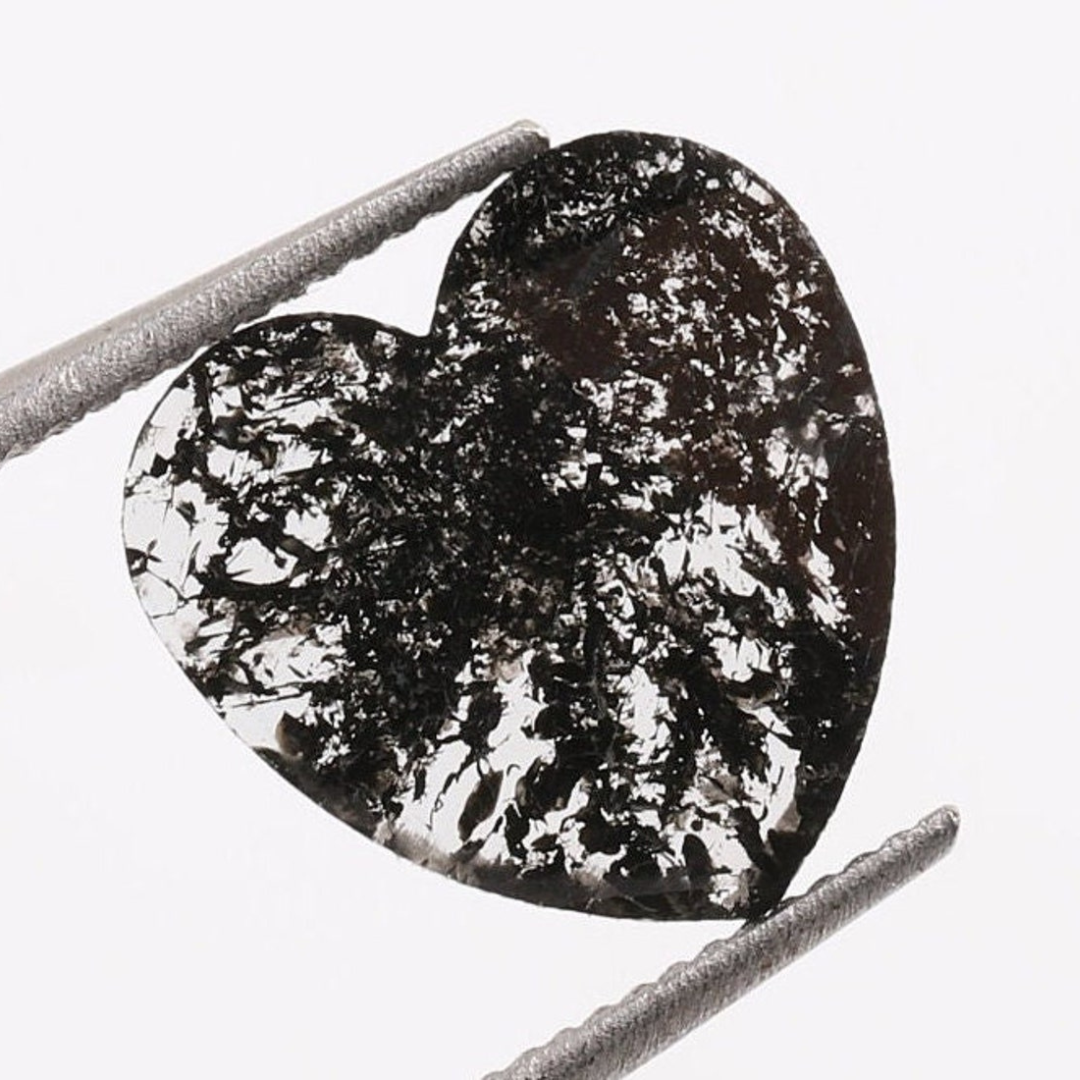 Natural Salt and Pepper 4.35 CT Heart Loose Diamond