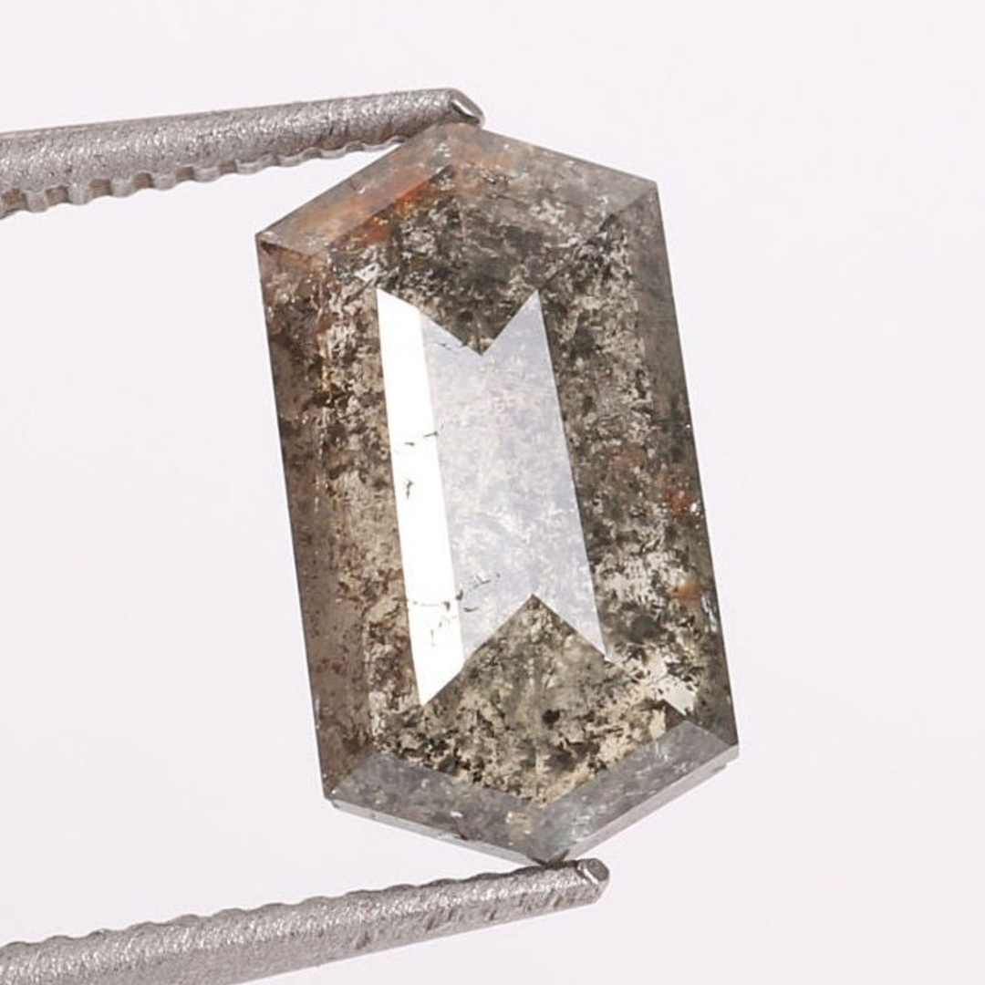 Natural Salt and Pepper 4.35 CT Hexagon Loose Diamond