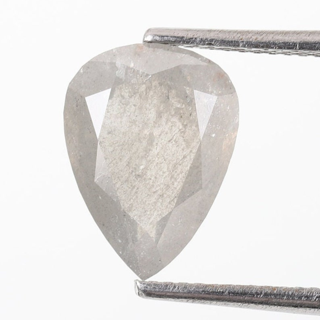 Natural Salt and Pepper 3.90 CT Pear Loose Diamond