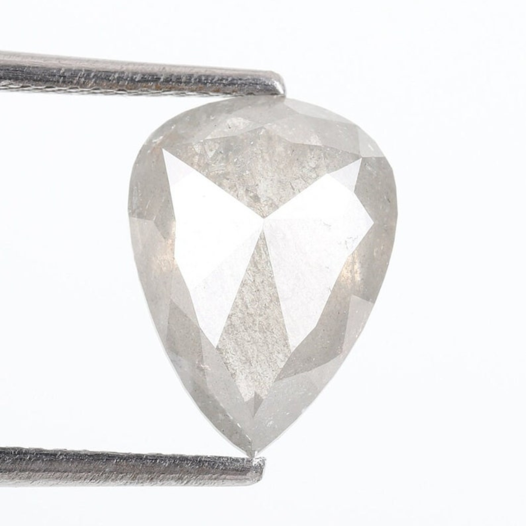 Natural Salt and Pepper 3.90 CT Pear Loose Diamond