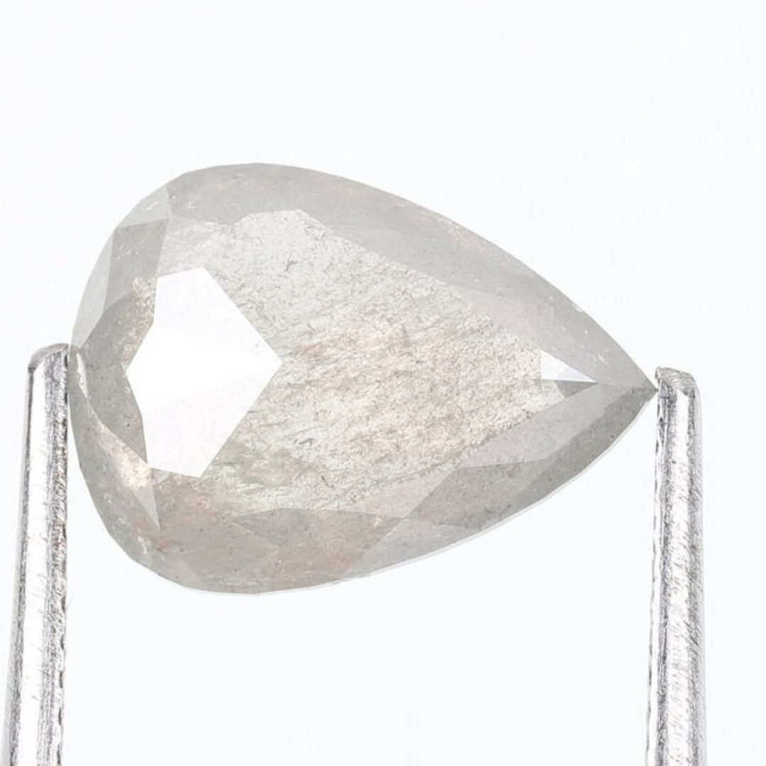 Natural Salt and Pepper 3.90 CT Pear Loose Diamond