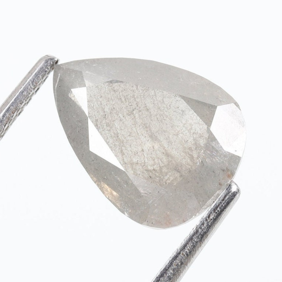 Natural Salt and Pepper 3.90 CT Pear Loose Diamond