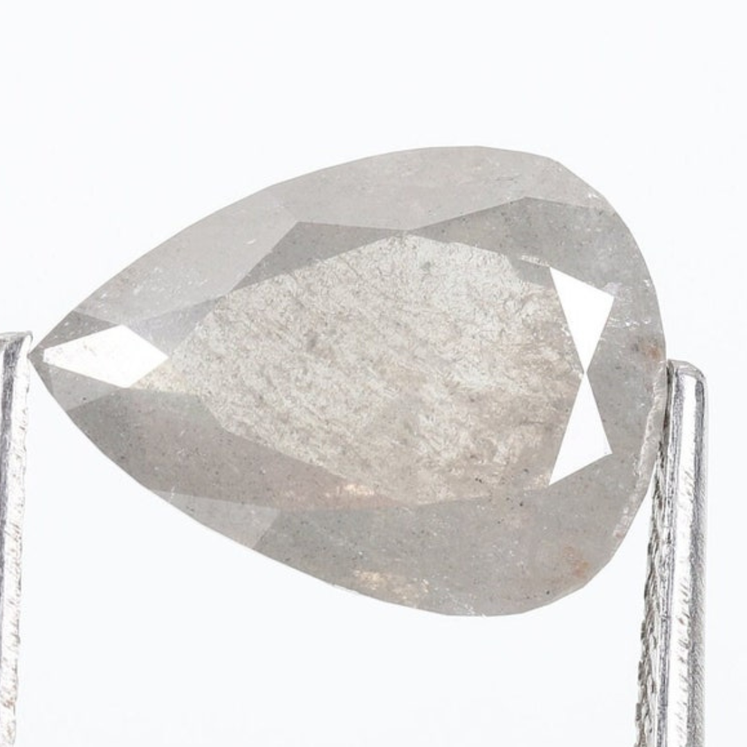 Natural Salt and Pepper 3.90 CT Pear Loose Diamond