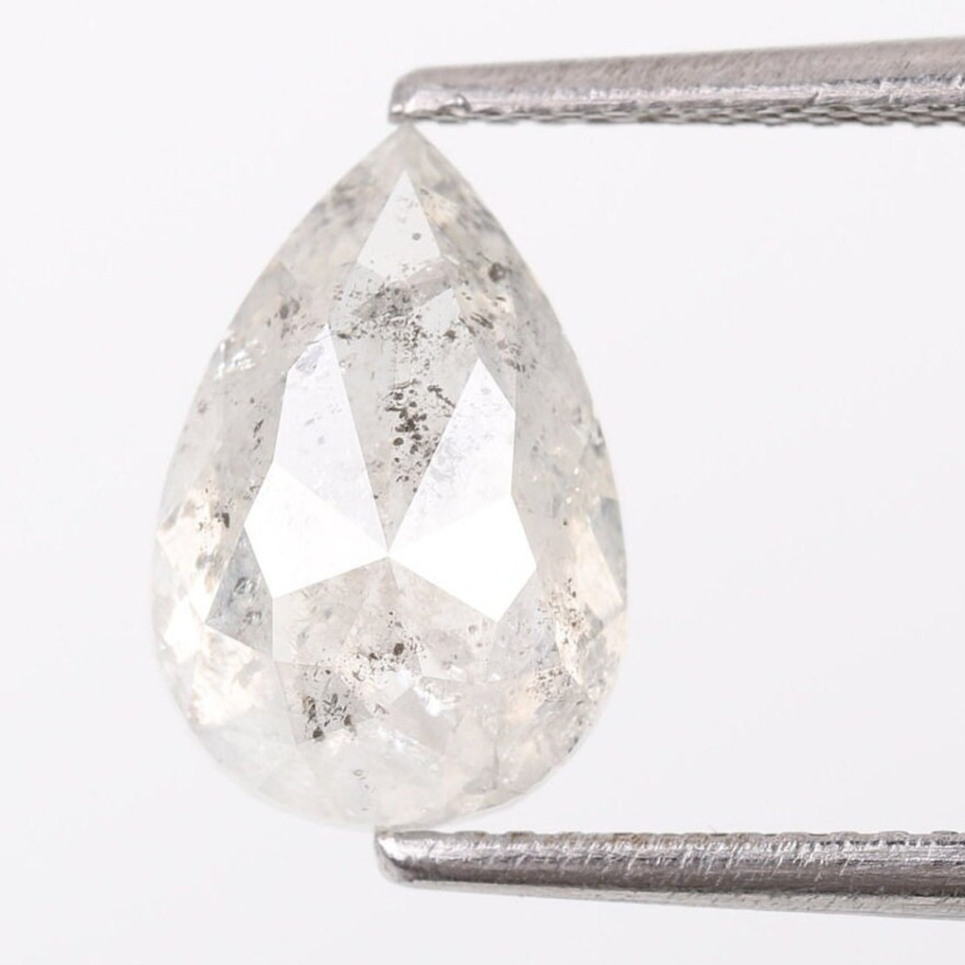 Natural Salt and Pepper 4.90 CT Pear Loose Diamond