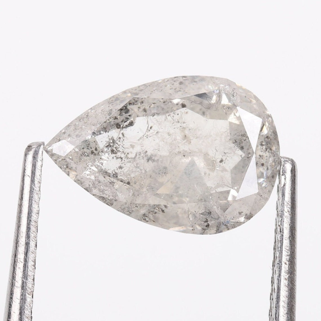 Natural Salt and Pepper 4.90 CT Pear Loose Diamond