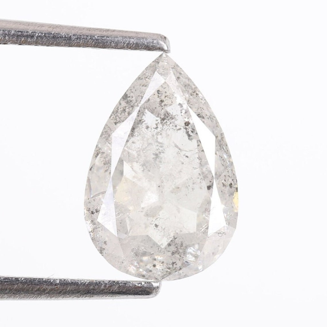 Natural Salt and Pepper 4.90 CT Pear Loose Diamond