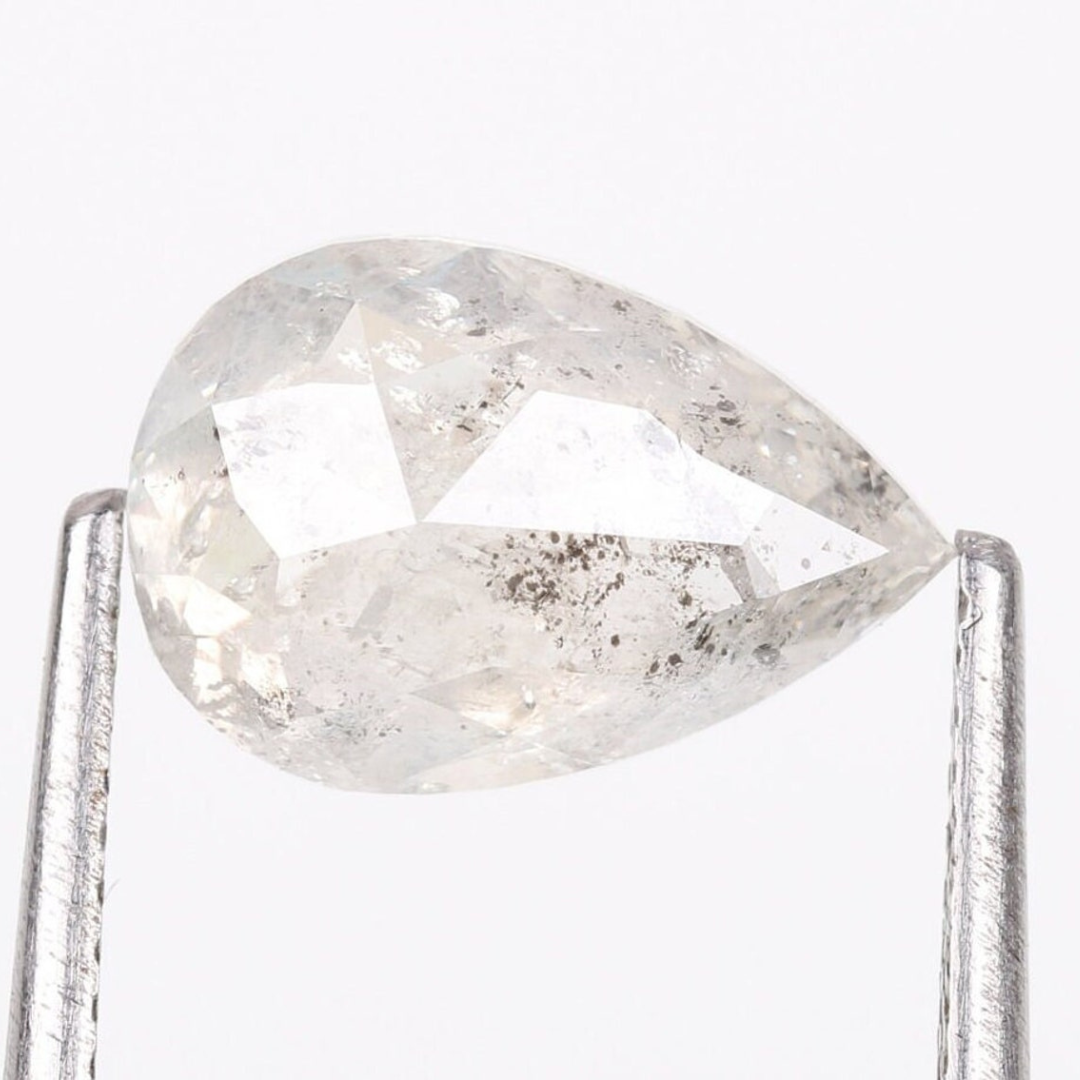 Natural Salt and Pepper 4.90 CT Pear Loose Diamond