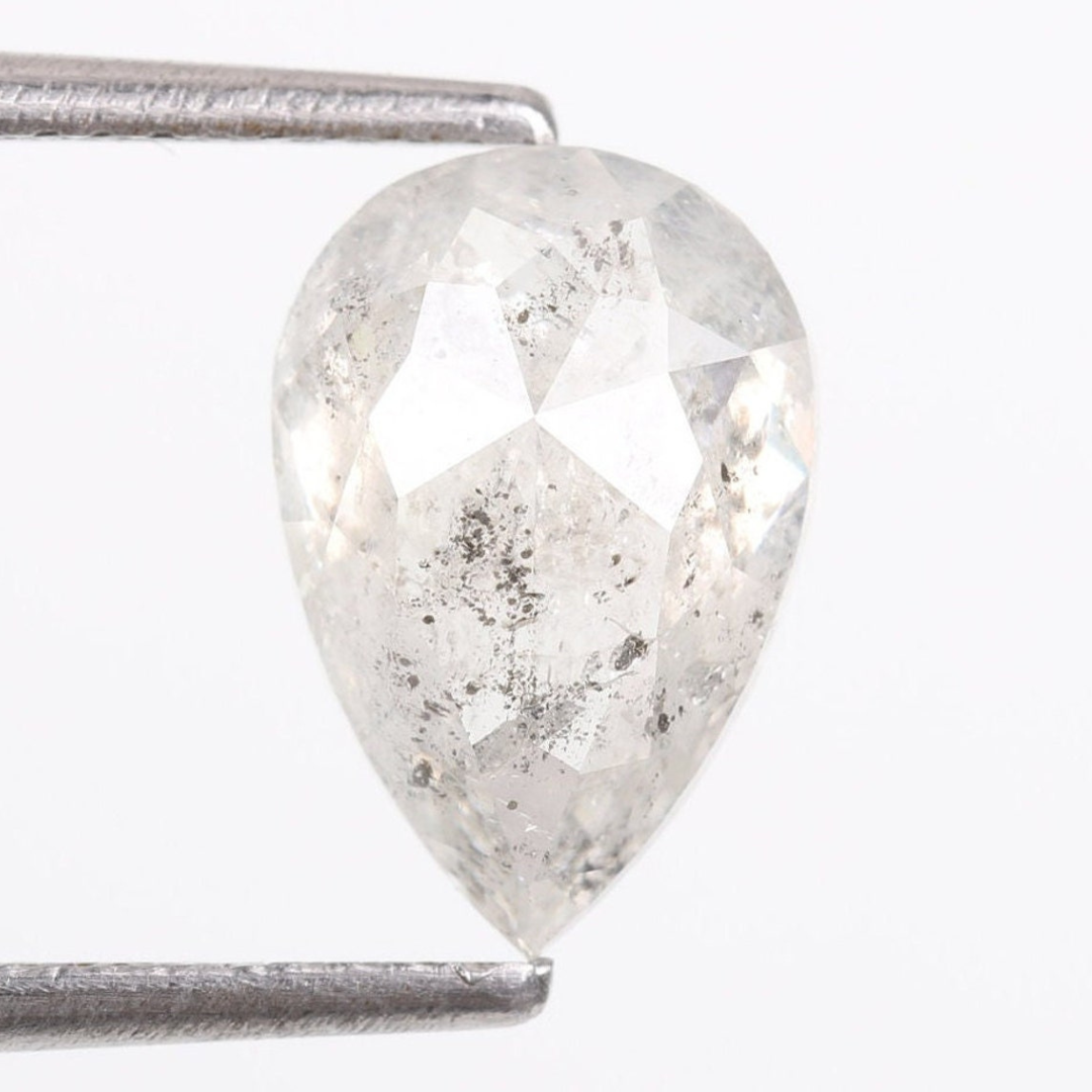 Natural Salt and Pepper 4.90 CT Pear Loose Diamond