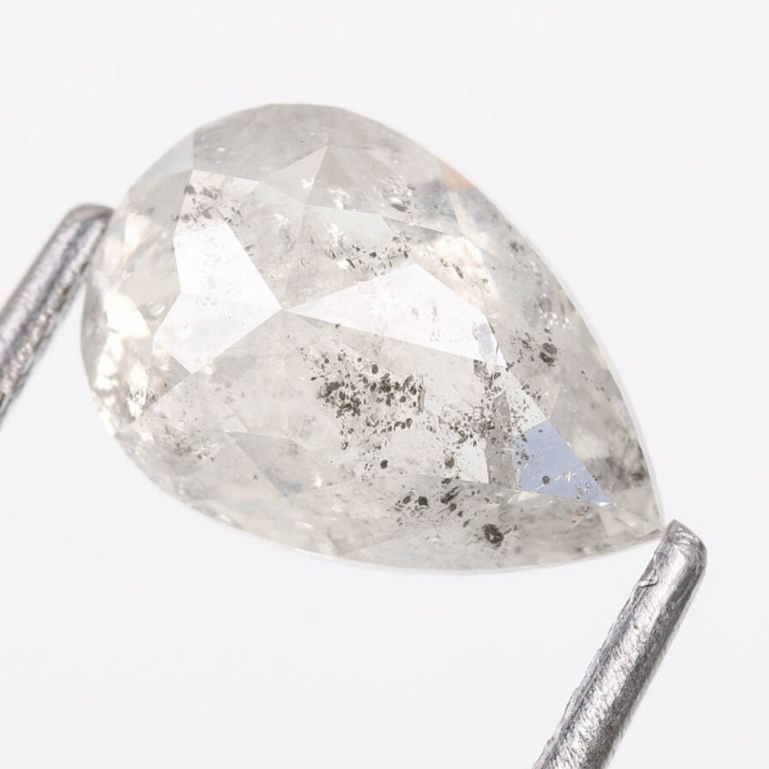 Natural Salt and Pepper 4.90 CT Pear Loose Diamond