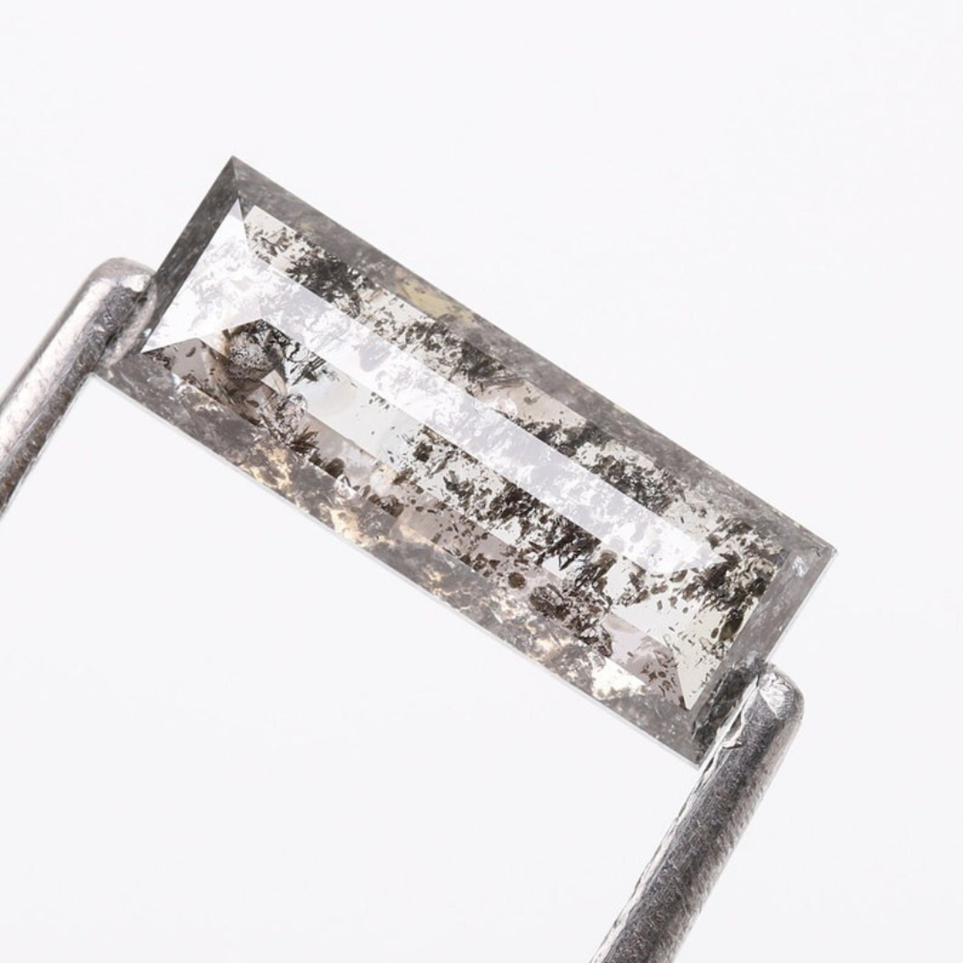 Natural Salt and Pepper 4.35 CT Baguette Loose Diamond