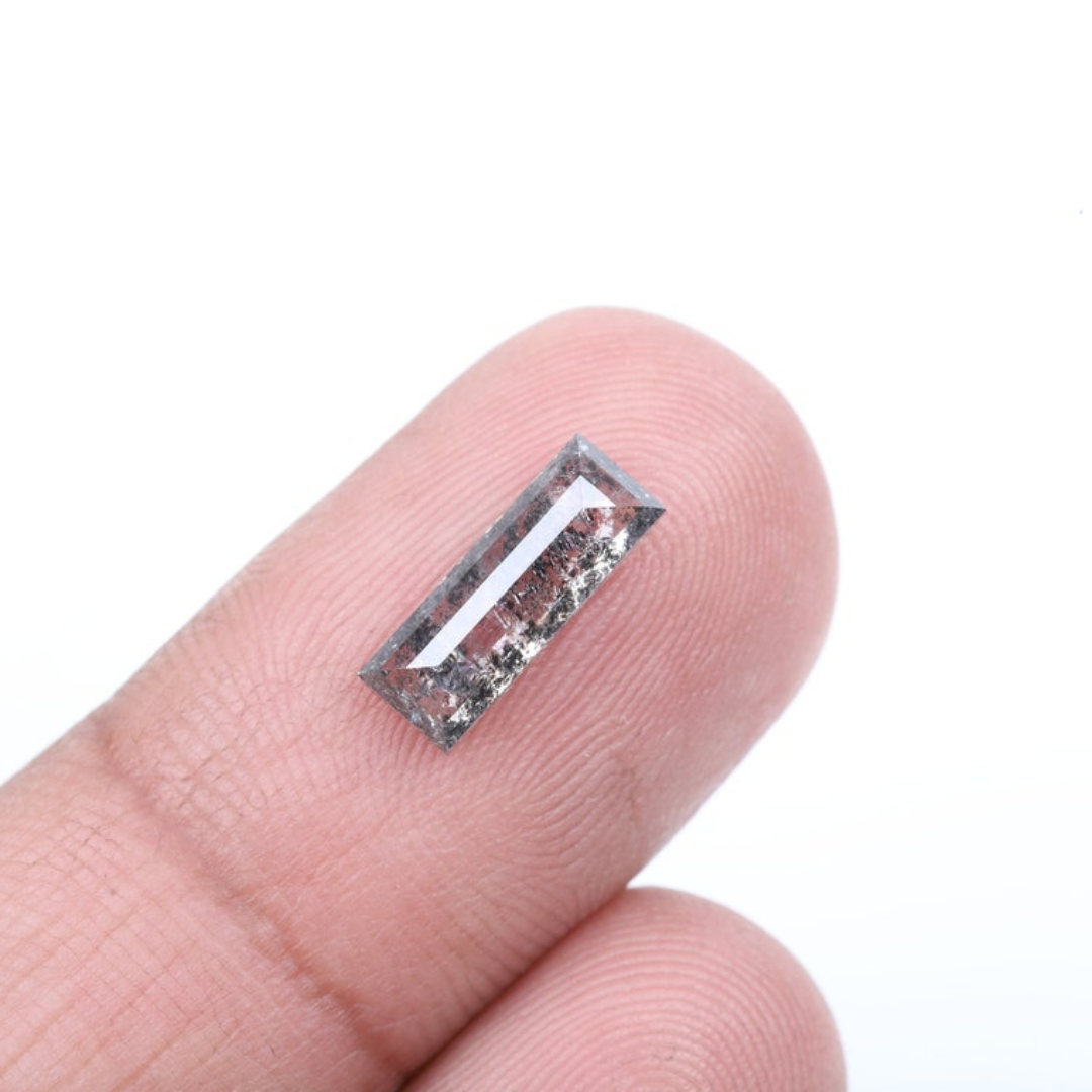 Natural Salt and Pepper 4.35 CT Baguette Loose Diamond