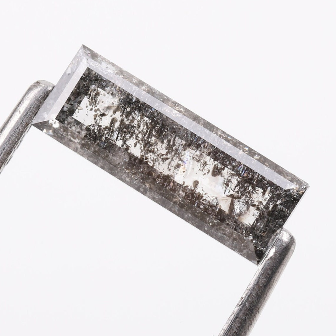 Natural Salt and Pepper 4.35 CT Baguette Loose Diamond