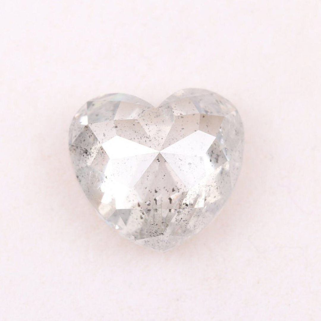 Natural Salt and Pepper 3.80 CT Heart Loose Diamond