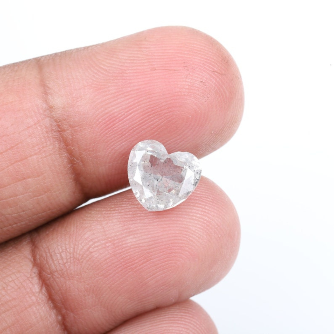 Natural Salt and Pepper 3.80 CT Heart Loose Diamond