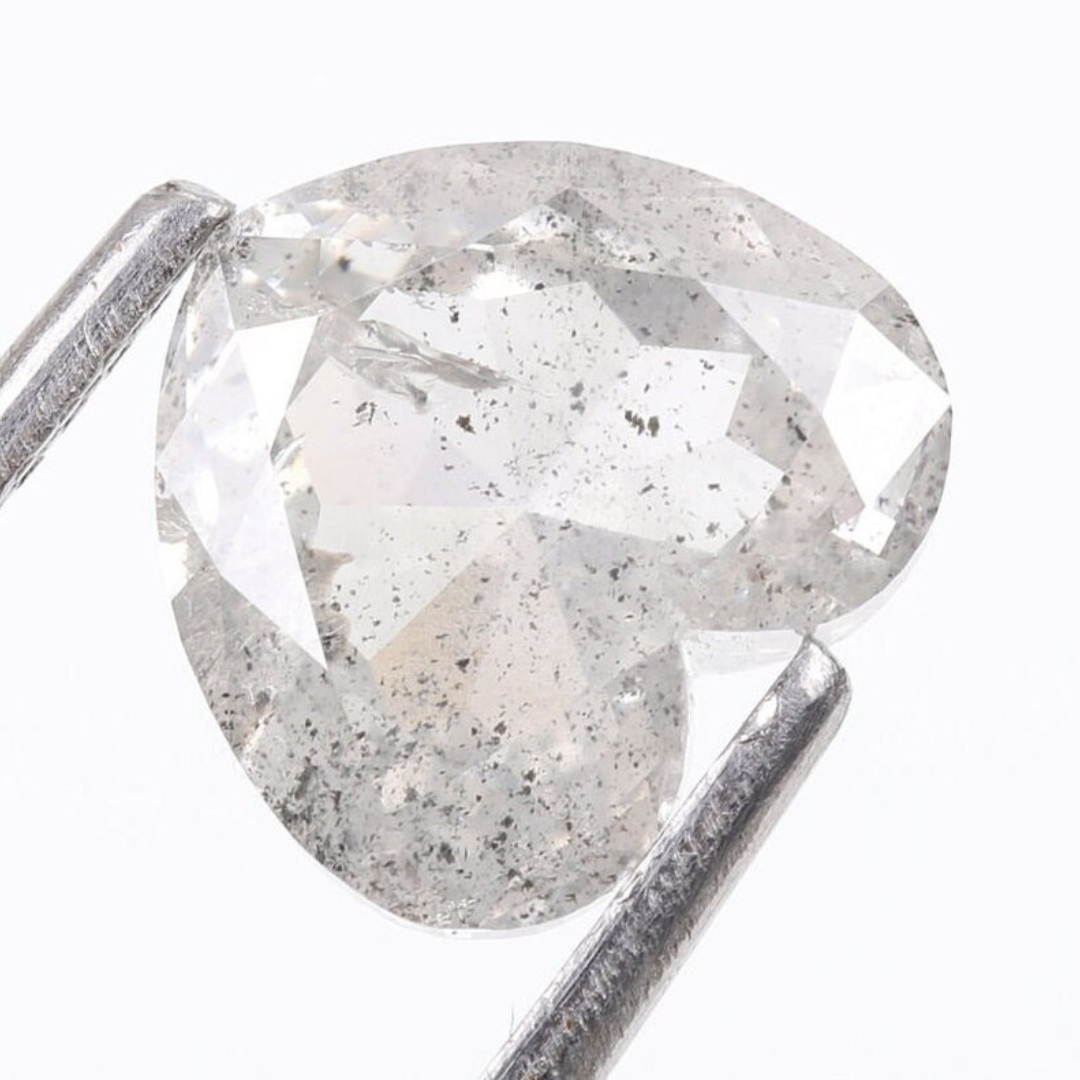 Natural Salt and Pepper 3.80 CT Heart Loose Diamond