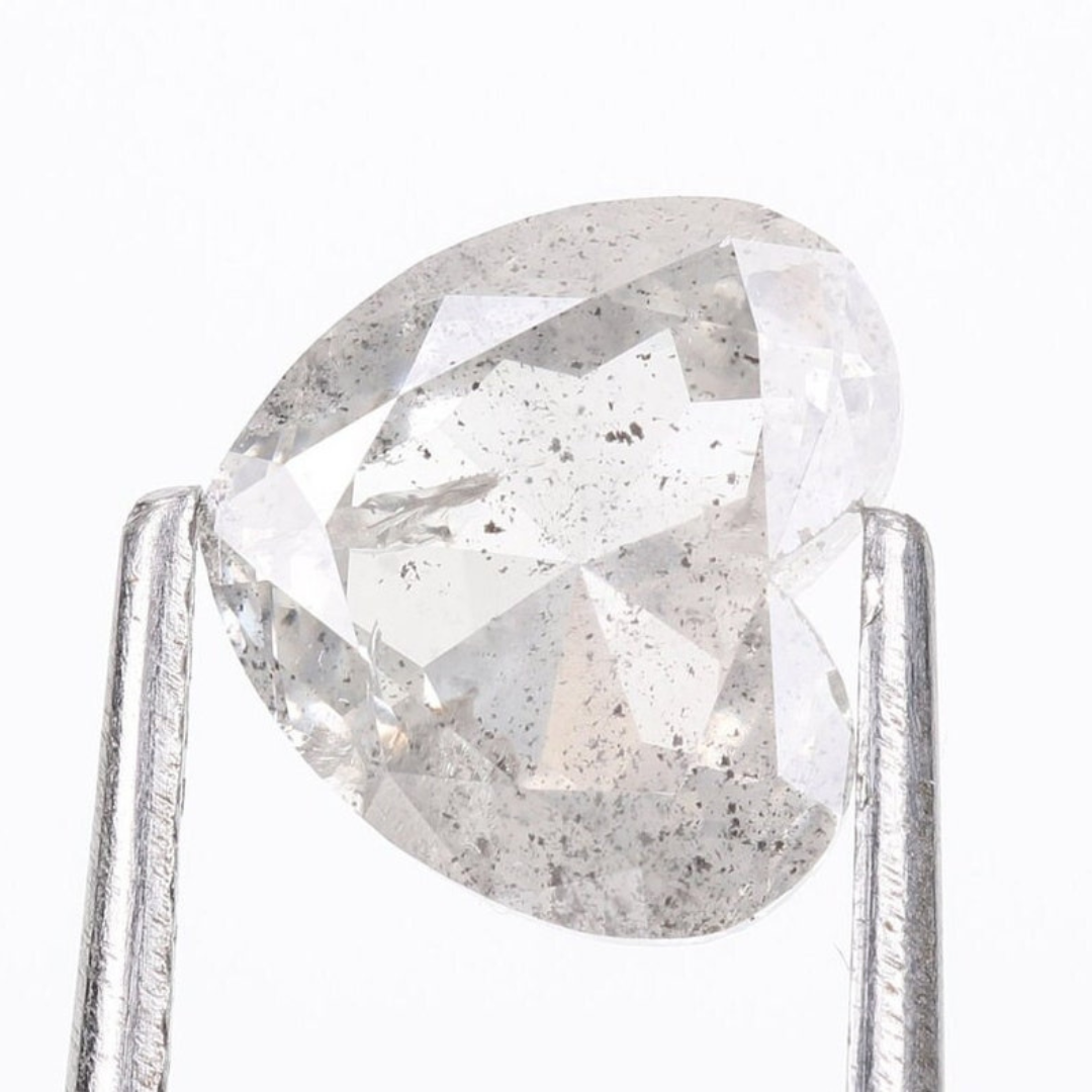 Natural Salt and Pepper 3.80 CT Heart Loose Diamond