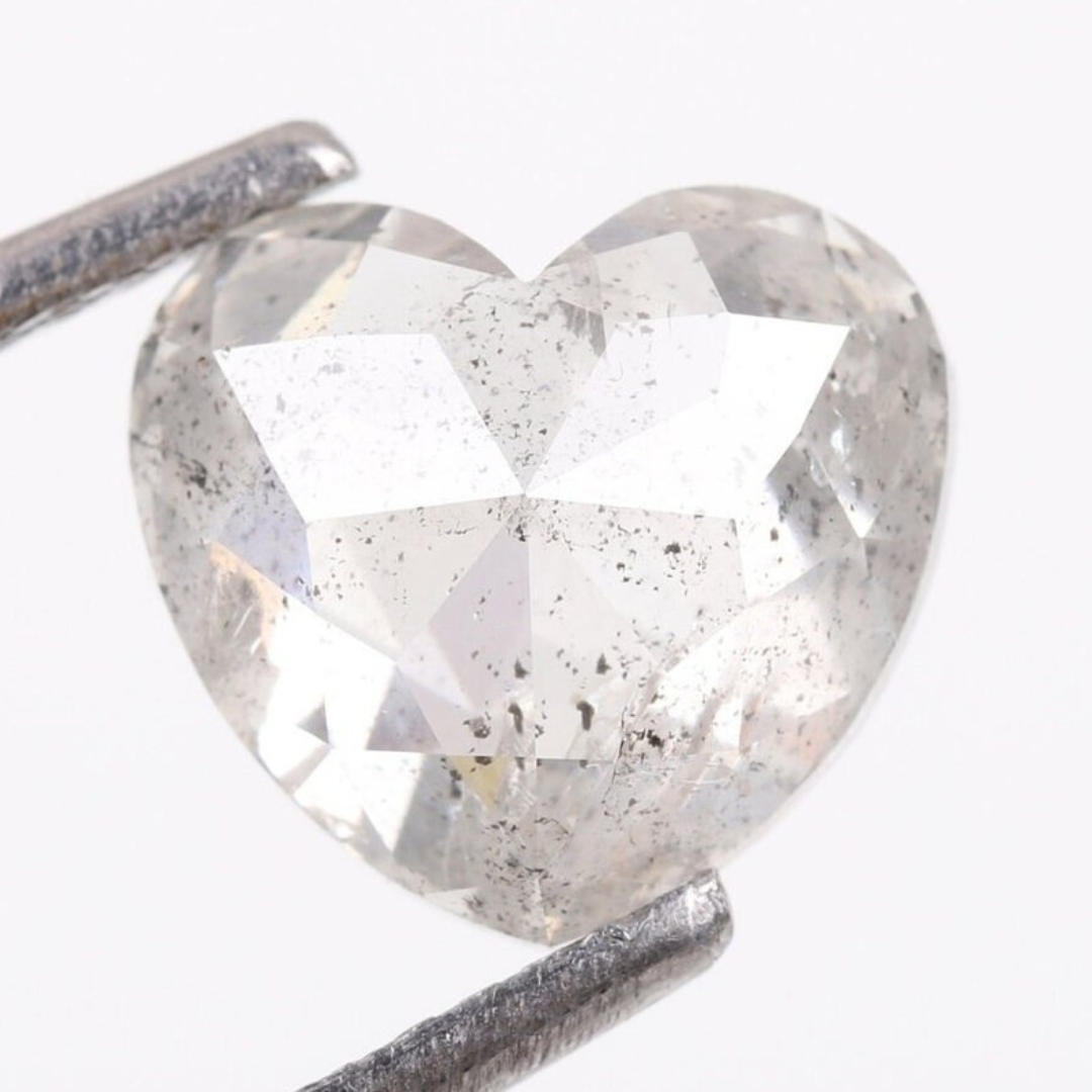 Natural Salt and Pepper 3.80 CT Heart Loose Diamond