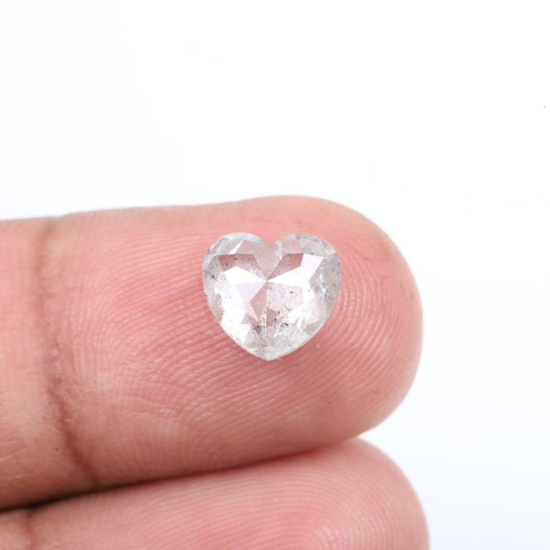 Natural Salt and Pepper 3.80 CT Heart Loose Diamond