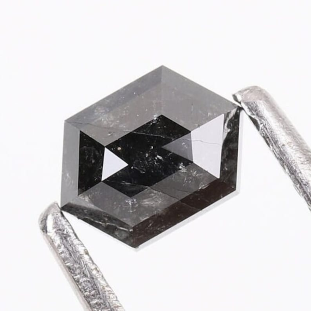 Natural Salt and Pepper 4.90 CT Hexagon Loose Diamond