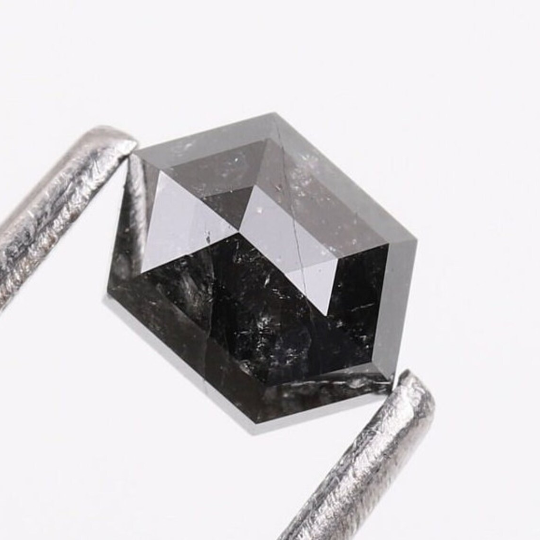 Natural Salt and Pepper 4.90 CT Hexagon Loose Diamond