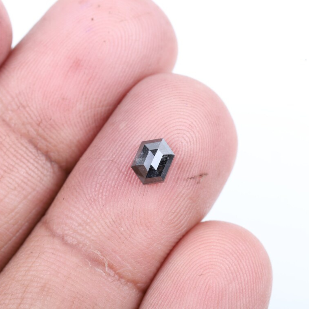 Natural Salt and Pepper 4.90 CT Hexagon Loose Diamond