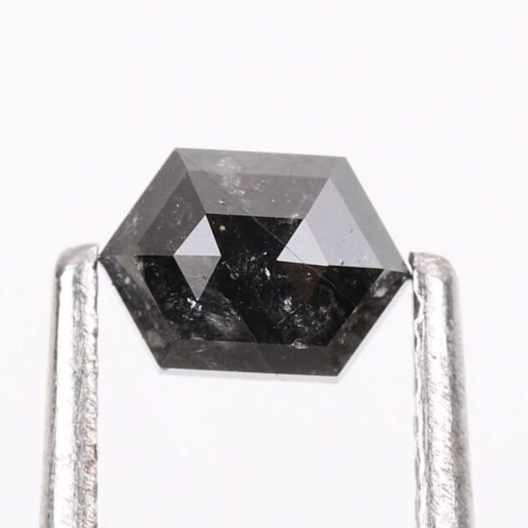 Natural Salt and Pepper 4.90 CT Hexagon Loose Diamond