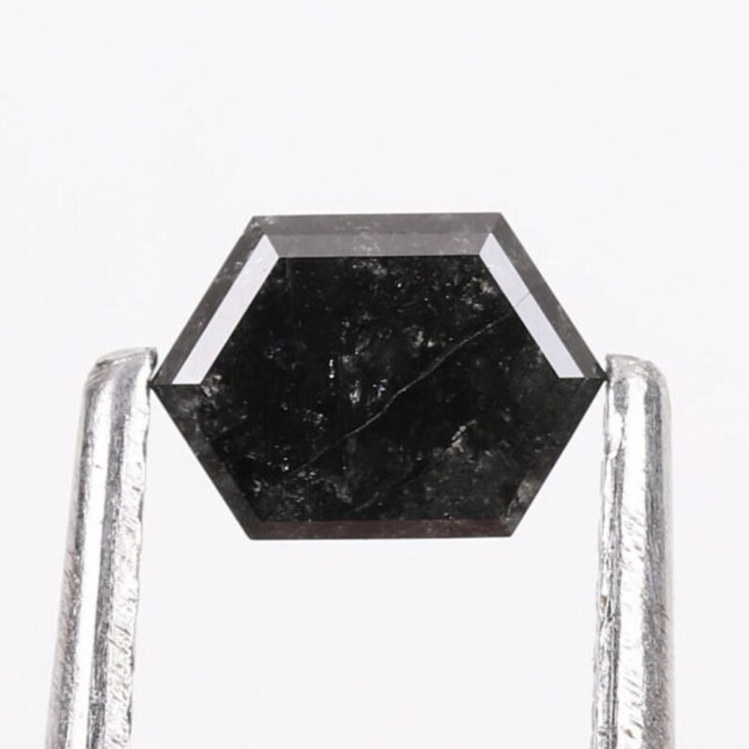 Natural Salt and Pepper 4.90 CT Hexagon Loose Diamond