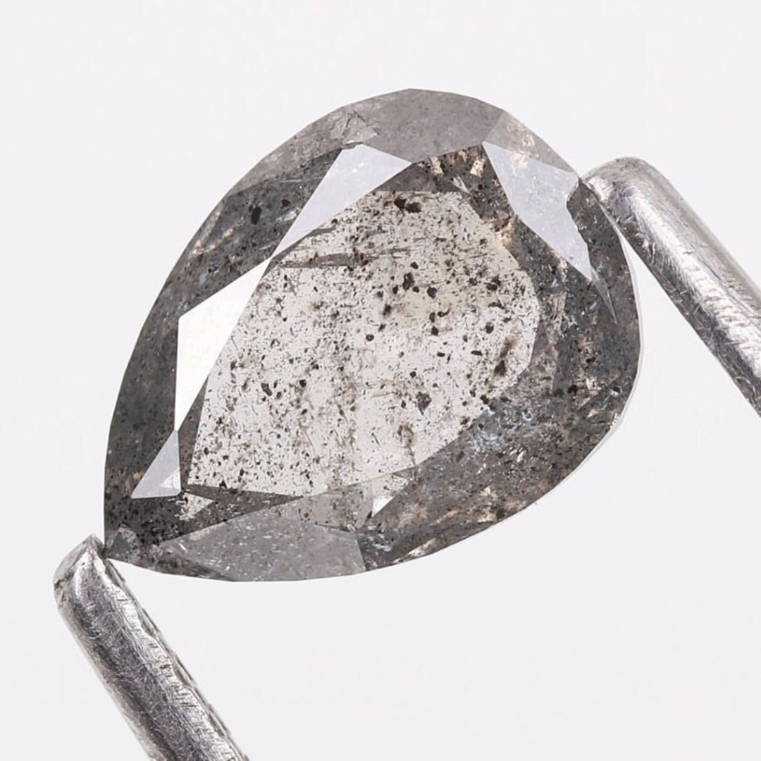 Natural Salt and Pepper 2.80 CT Pear Loose Diamond