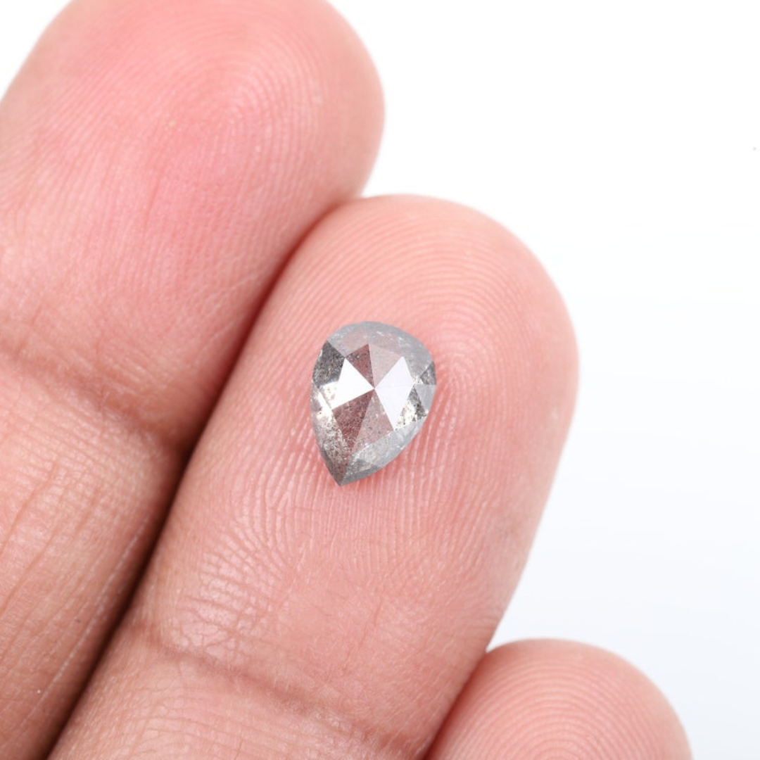 Natural Salt and Pepper 2.80 CT Pear Loose Diamond