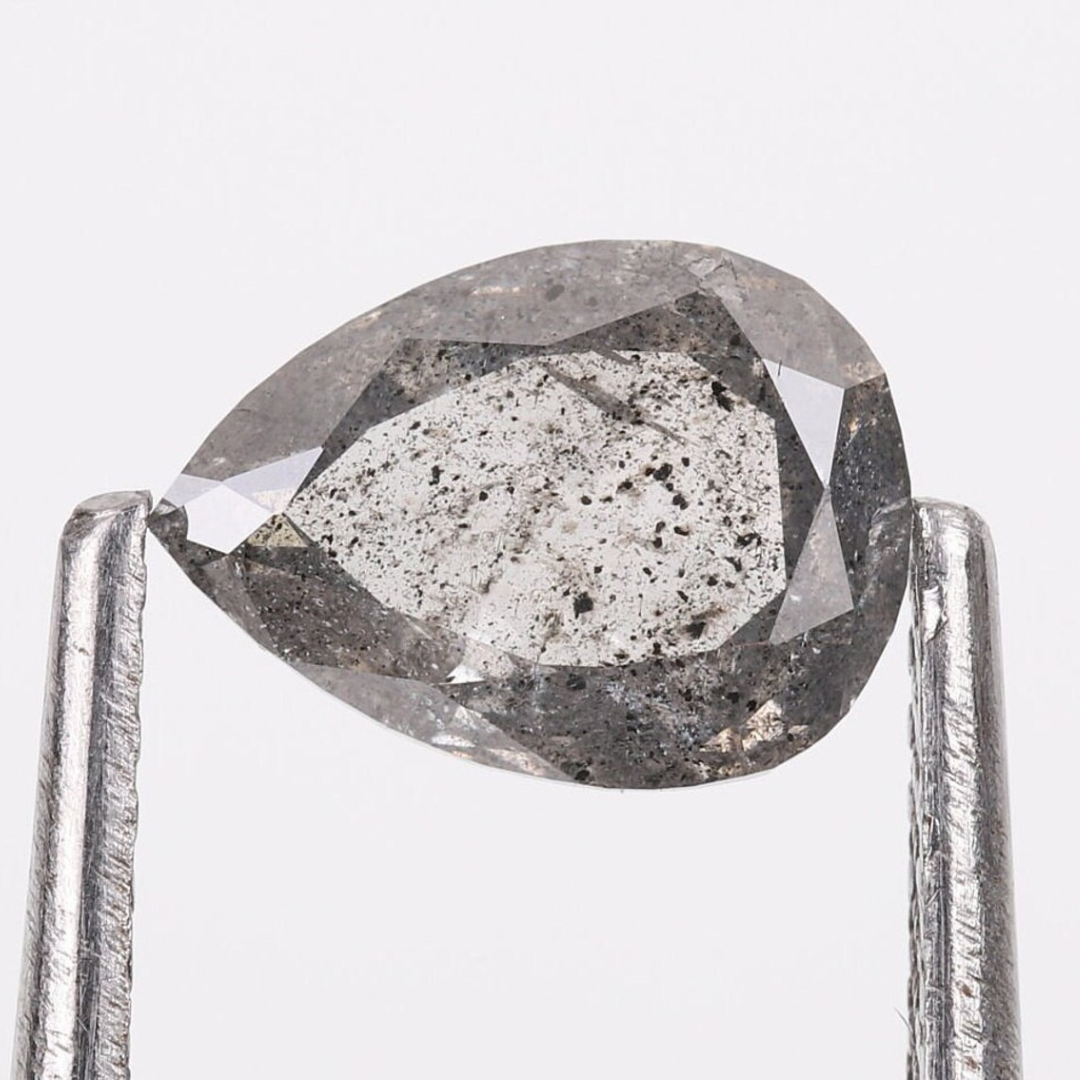 Natural Salt and Pepper 2.80 CT Pear Loose Diamond