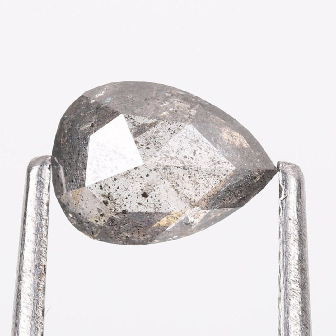 Natural Salt and Pepper 2.80 CT Pear Loose Diamond