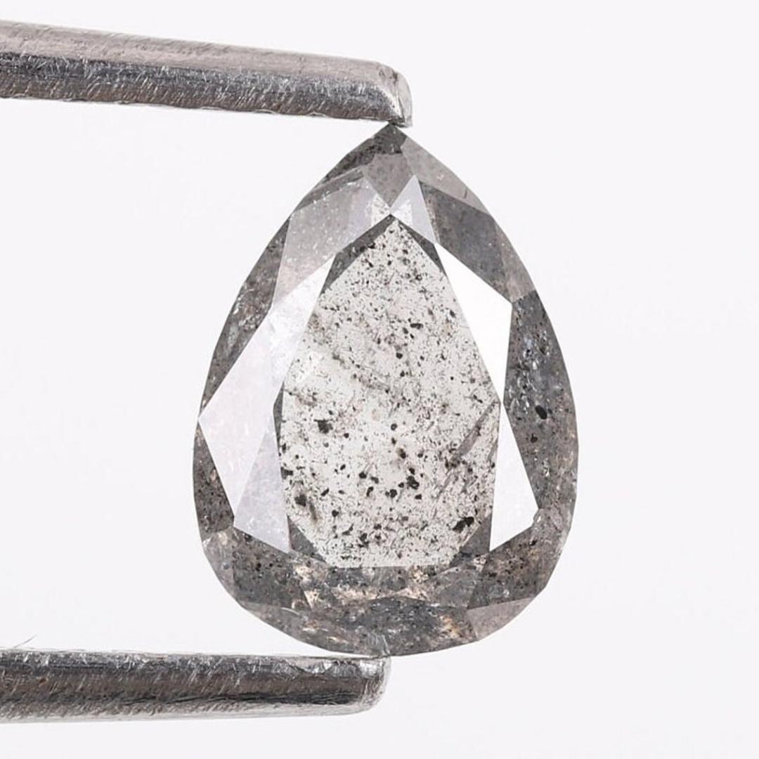 Natural Salt and Pepper 2.80 CT Pear Loose Diamond