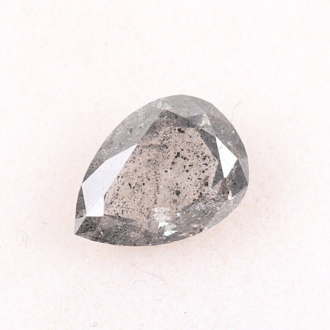 Natural Salt and Pepper 2.80 CT Pear Loose Diamond