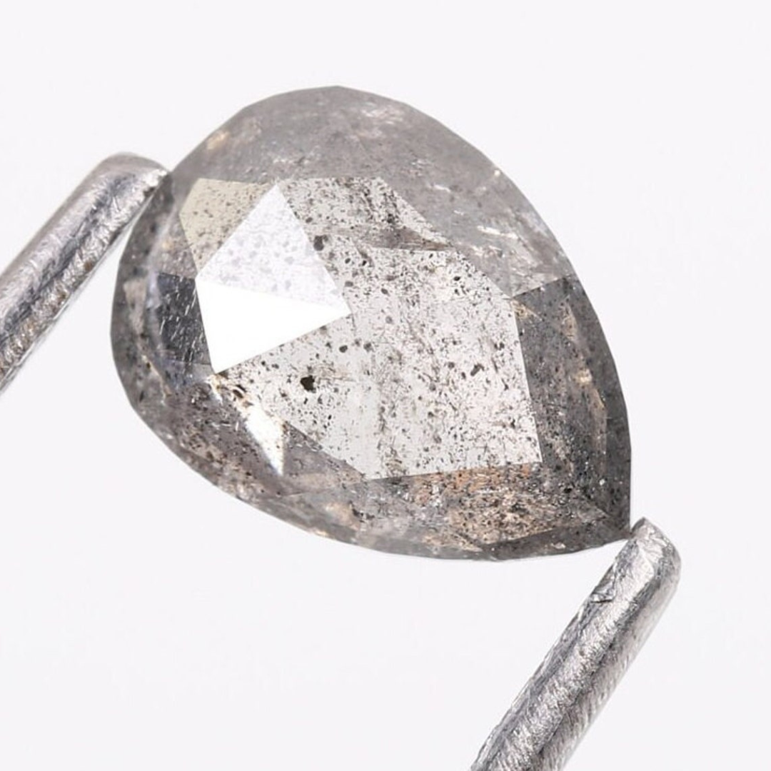 Natural Salt and Pepper 2.80 CT Pear Loose Diamond