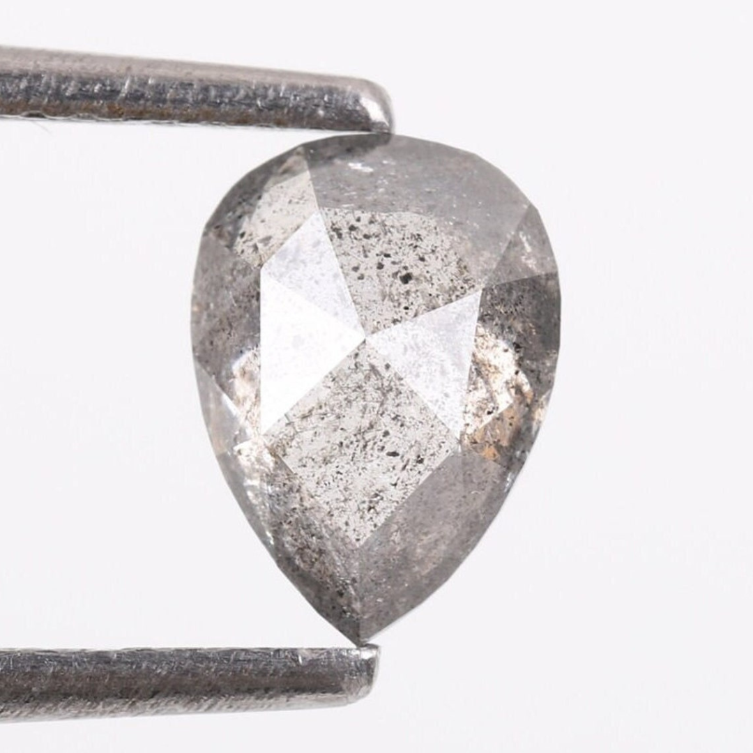 Natural Salt and Pepper 2.80 CT Pear Loose Diamond