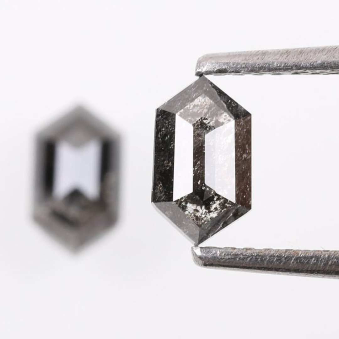 Natural Salt and Pepper 4.35 CT Hexagon Loose Diamond