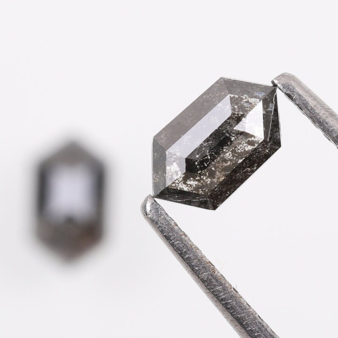 Natural Salt and Pepper 4.35 CT Hexagon Loose Diamond