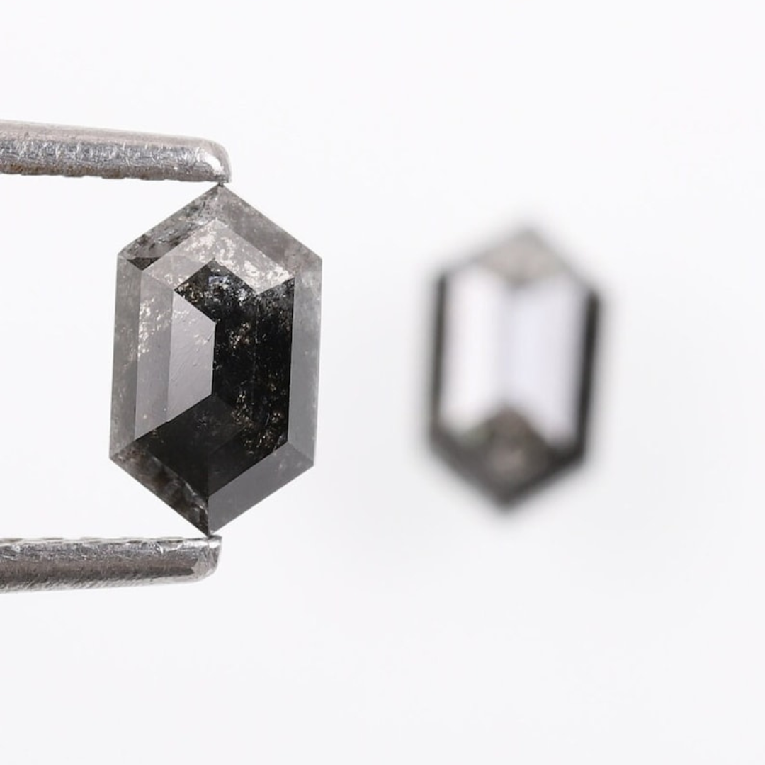 Natural Salt and Pepper 4.35 CT Hexagon Loose Diamond