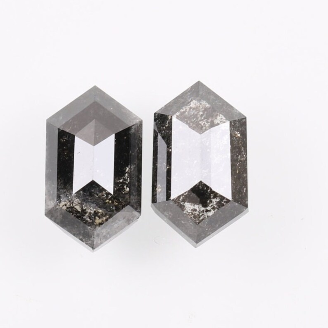 Natural Salt and Pepper 4.35 CT Hexagon Loose Diamond