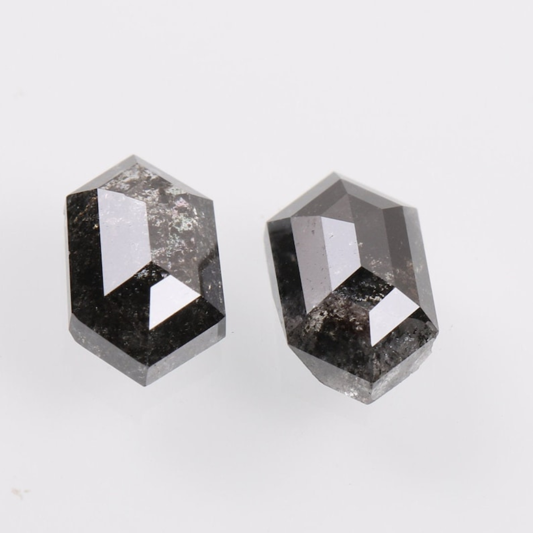 Natural Salt and Pepper 4.35 CT Hexagon Loose Diamond