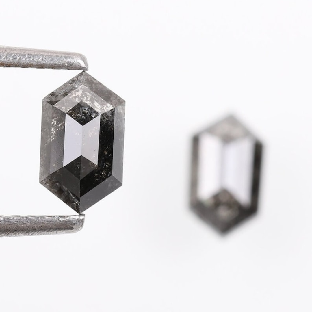 Natural Salt and Pepper 4.35 CT Hexagon Loose Diamond