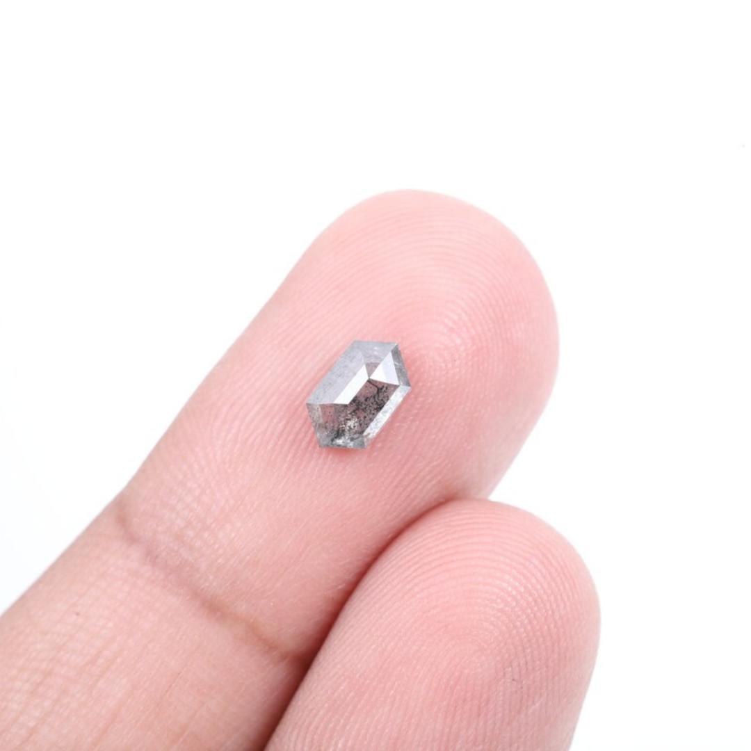 Natural Salt and Pepper 3.80 CT Hexagon Loose Diamond