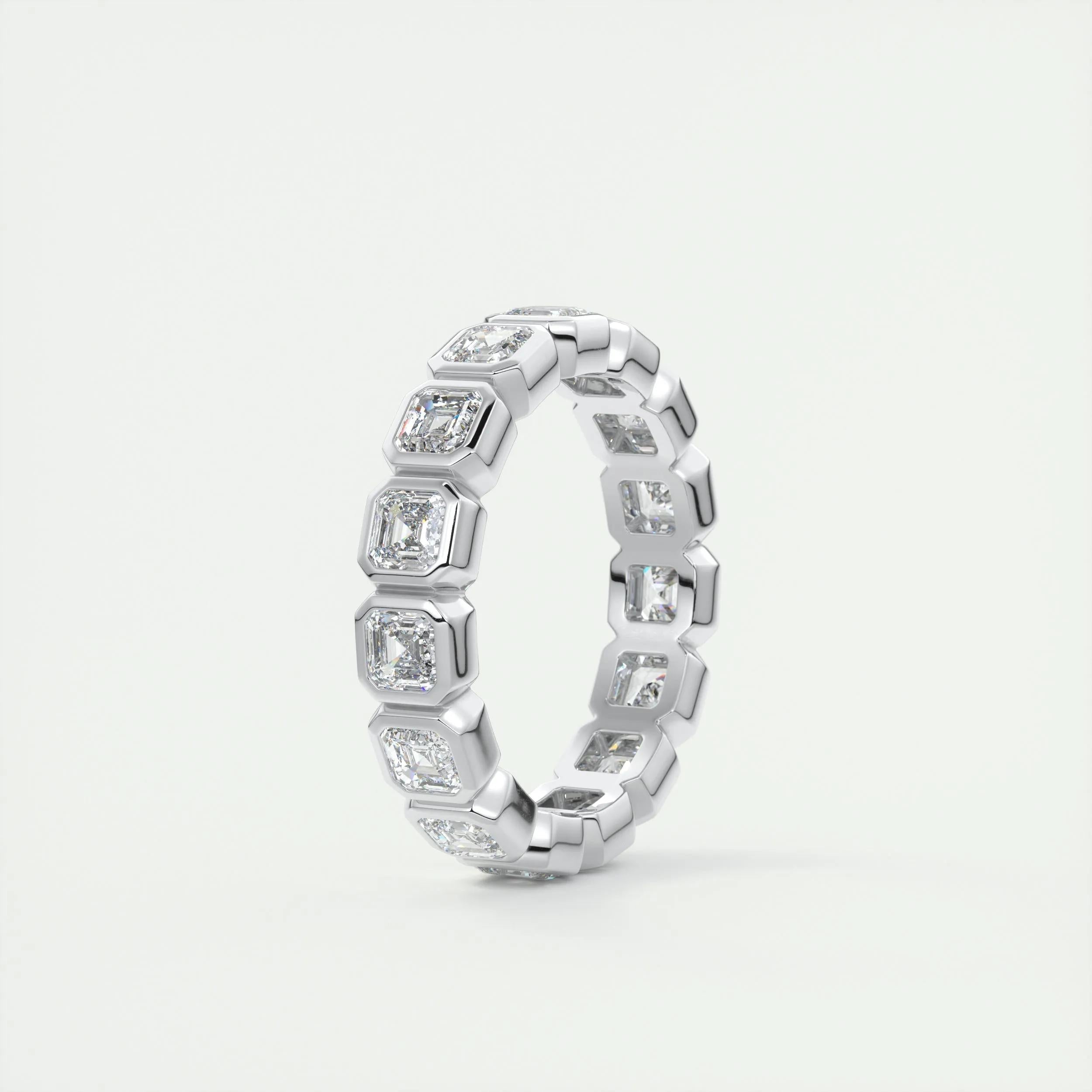 Moissanite 4.90 CT Asscher Cut Diamond Avant Garde Wedding Band